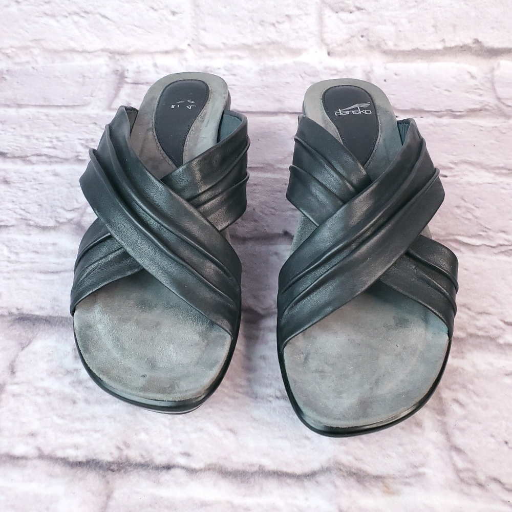 Dansko Avalon black leather slides euro 38 - Picture 3 of 8
